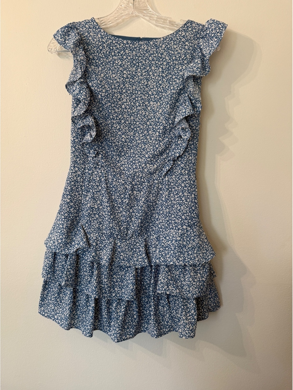 She + Sky Blue Floral Open Back Romper - S